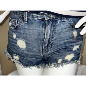 Free People Distressed Denim Shorts with Raw Hem Size 27 Women’s